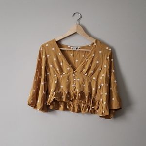 🖤 AE bell sleeve 3/4 sleeve polka dot crop top